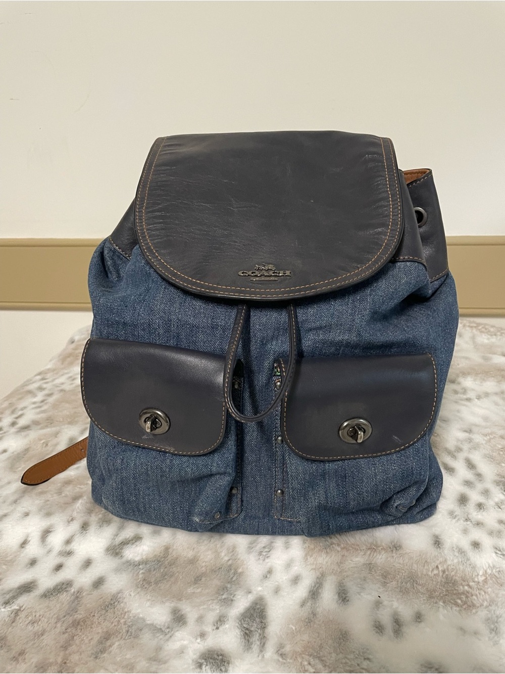 Coach Denim & Leather Backpack